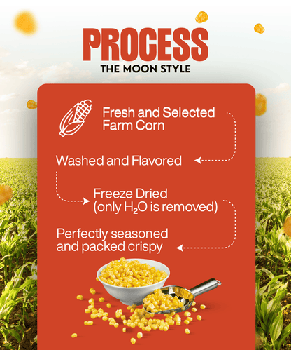Spicy Peri Peri Freeze-Dried Corn, a crunchy snack with a fiery flavor.
